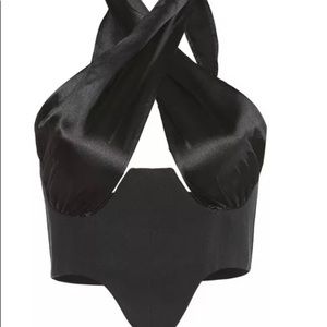 Black halter corset top